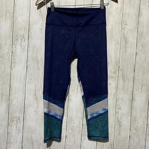 RBX ACTIVE LEGGINGS‎ CAPRI BLUE GREEN PAISLEY GRAY COLOR/PRINT BLOCK HIGH WAIST